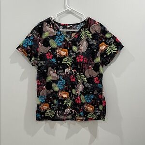 Disney Jungle Adventure Scrub - Black with Colorful Print